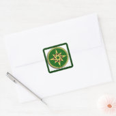 Celtic Knot Compass on Green Vierkante Sticker (Envelop)