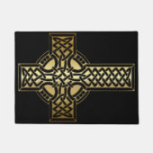 Celtic Knot Cross in Gold en Black Deurmat (Voorkant)
