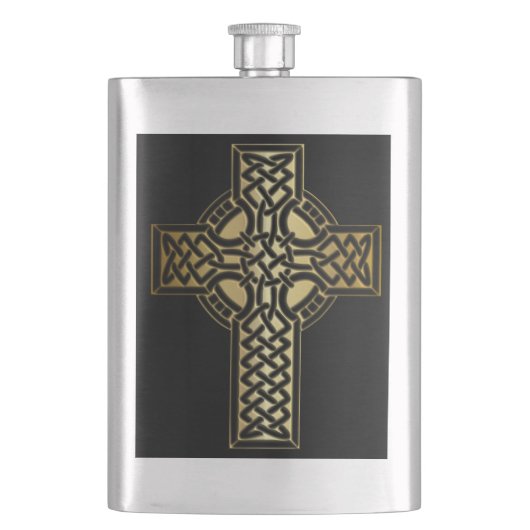 Celtic Knot Cross in Gold en Black Flacon (Voorkant)