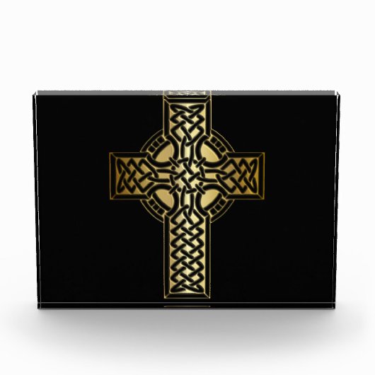 Celtic Knot Cross in Gold en Black Fotoblokken (Voorkant)