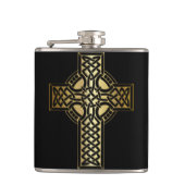 Celtic Knot Cross in Gold en Black Heupfles (Voorkant)