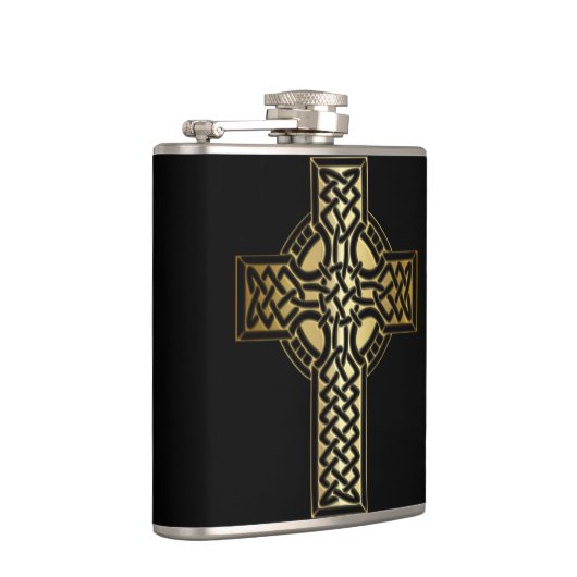 Celtic Knot Cross in Gold en Black Heupfles (Rechts)