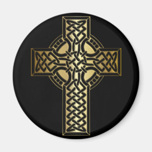 Celtic Knot Cross in Gold en Black Magneet