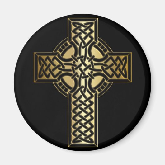 Celtic Knot Cross in Gold en Black Magneet (Voorkant)