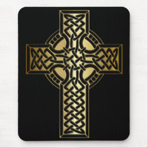 Celtic Knot Cross in Gold en Black Muismat