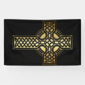 Celtic Knot Cross in Gold en Black Spandoek (Horizontaal)