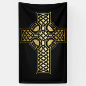 Celtic Knot Cross in Gold en Black Spandoek (Verticaal)