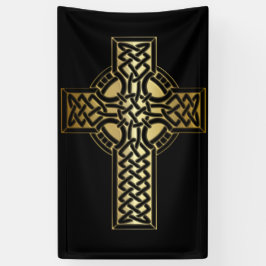 Celtic Knot Cross in Gold en Black Spandoek