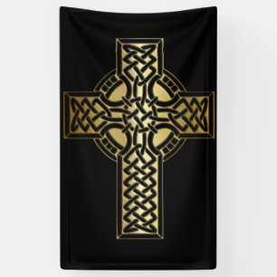 Celtic Knot Cross in Gold en Black Spandoek