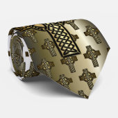 Celtic Knot Cross in Gold en Black Stropdas (Opgerold)