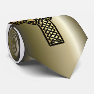 Celtic Knot Cross in Gold en Black Stropdas