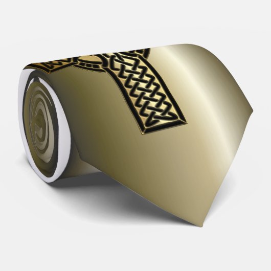 Celtic Knot Cross in Gold en Black Stropdas (Opgerold)