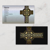 Celtic Knot Cross in Gold en Black Visitekaartje (Voorkant / Achterkant)