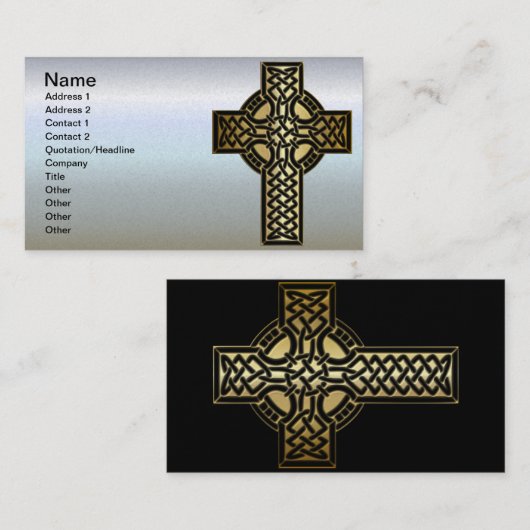 Celtic Knot Cross in Gold en Black Visitekaartje (Voorkant / Achterkant)