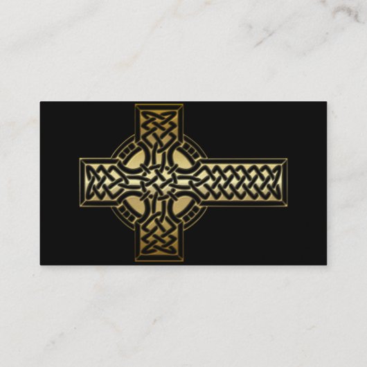 Celtic Knot Cross in Gold en Black Visitekaartje (Achterkant)