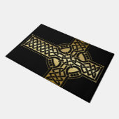 Celtic Knot Cross in Gold en Black Vloermat Deurmat (Schuin)