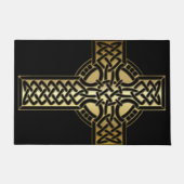 Celtic Knot Cross in Gold en Black Vloermat Deurmat (Voorkant)