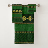 Celtic Knot Decorative Gold en Green patroon Bad Handdoek (Insitu)