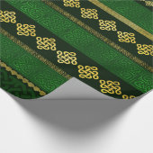 Celtic Knot Decorative Gold en Green patroon Cadeaupapier (Hoek)