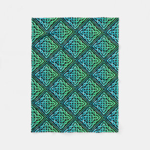 Celtic Knot - Diamond Blue Green Fleece Blanket Deken