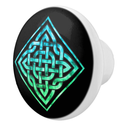 Celtic Knot - Diamond Blue Green Keramische Knop (Rechts)