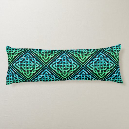 Celtic Knot - Diamond Blue Green Lichaamskussen (Achterkant)