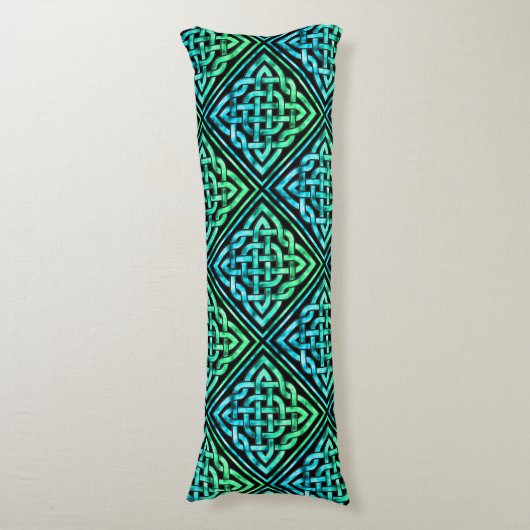 Celtic Knot - Diamond Blue Green Lichaamskussen (Voorkant Verticaal)