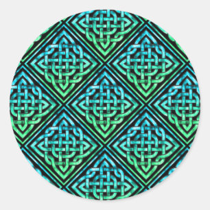 Celtic Knot - Diamond Blue Green Ronde Sticker