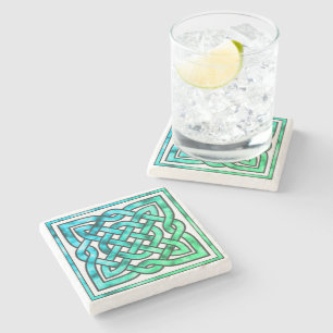 Celtic Knot - Diamond Blue Green Stenen Onderzetter