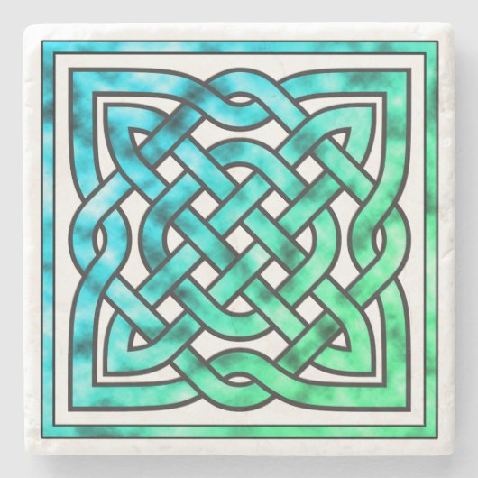 Celtic Knot - Diamond Blue Green Stenen Onderzetter (Voorkant)