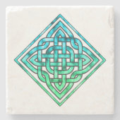Celtic Knot - Diamond Blue Green Stenen Onderzetter (Voorkant)
