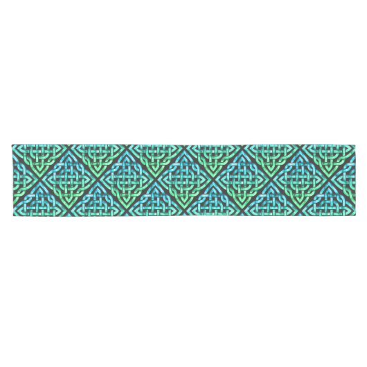 Celtic Knot - Diamond Blue Green Table Runner Korte Tafelloper (Horizontaal)