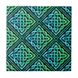 Celtic Knot - Diamond Blue Green Tegel Ceramic Teg Tegeltje