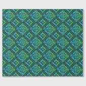 Celtic Knot Diamond Blue Green Tiled Wrapping Pape Cadeaupapier (Vlak)