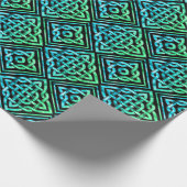 Celtic Knot Diamond Blue Green Tiled Wrapping Pape Cadeaupapier (Hoek)
