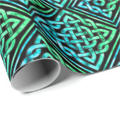 Celtic Knot Diamond Blue Green Tiled Wrapping Pape Cadeaupapier (Rol Hoek)