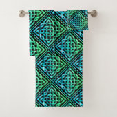 Celtic Knot - Diamond Blue Green Towel Set Bad Handdoek (Insitu)