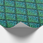 Celtic Knot - Diamond Blue Green Wrapping Paper Cadeaupapier (Hoek)