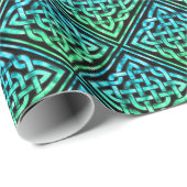 Celtic Knot - Diamond Blue Green Wrapping Paper Cadeaupapier (Rol Hoek)