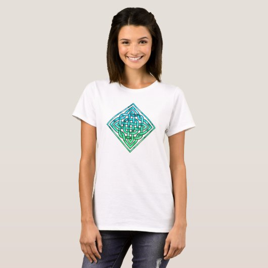 Celtic Knot - Diamond Blue White Tshirt (Voorkant volledig)