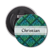 Celtic Knot - Diamond Tegel Blue Green Button Flesopener (Voorkant)