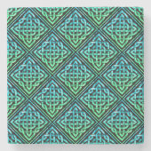 Celtic Knot - Diamond Tegel Blue Green Stenen Onderzetter (Voorkant)