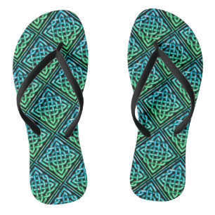 Celtic Knot - Diamond Tegel Blue Green Teenslippers