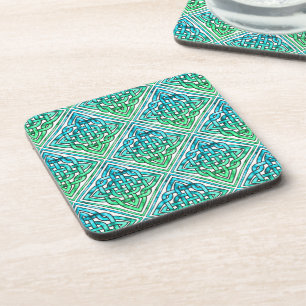 Celtic Knot - Diamond Tegel Blue Green White Bier Onderzetter