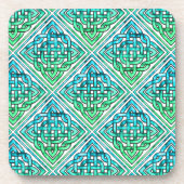 Celtic Knot - Diamond Tegel Blue Green White Bier Onderzetter (Voorkant)