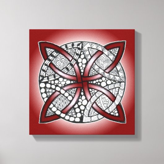 Celtic Knot Doodle Maroon Red Canvas Afdruk (Voorkant)