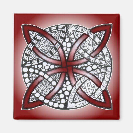 Celtic Knot Doodle Maroon Red Magneet (Voorkant)
