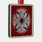 Celtic Knot Doodle Maroon Red Metalen Ornament (Rechts)