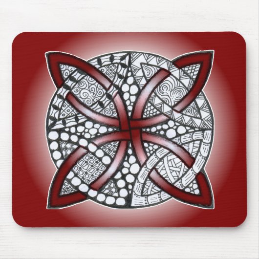 Celtic Knot Doodle Maroon Red Muismat (Voorkant)