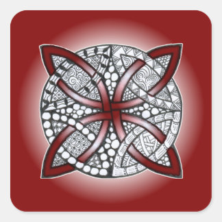 Celtic Knot Doodle Maroon Red Vierkante Sticker